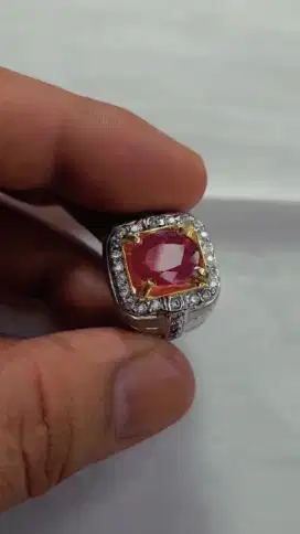 Ruby pigeon blood + memo + ring perak