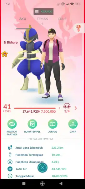Jual akun pokemon go lv41 xp lv43 no warning