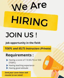 Dicari Tutor TOEFL dan IELTS Privat Semarang Kota