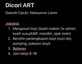 Dicari ART Momong Bayi