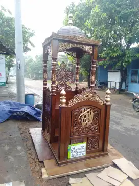 Mimbar masjid kuba ukiran full kayu jati solid