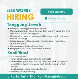 Kasir Laundry / Laundry Operator