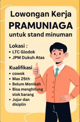 pramuniaga untuk outlet minuman
