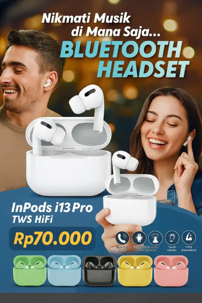 Headset Handsfree Earphone Wireless Bluetooth inpods i13 Pro TWS HiFi