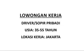 Lowongan Kerja Supir/Driver Pribadi