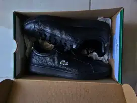 Sepatu lacoste pria hitam kulit
