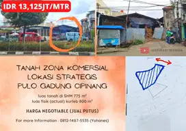 Tanah Zona Komersial Lokasi Strategis Pulo Gadung Cipinang