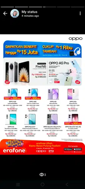 Oppo cashback mulai dari 1.599