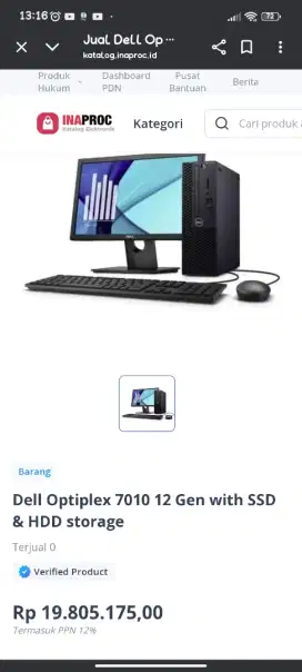 Dell Optiplex i5 gen 12!! Harga bari 19jt dijual 6,5jt saja!!!