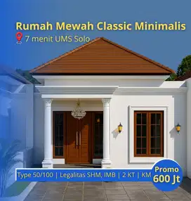 Dijual Rumah Classic di Solo Barat 600 Juta, Type 50/100, Akad Notaris
