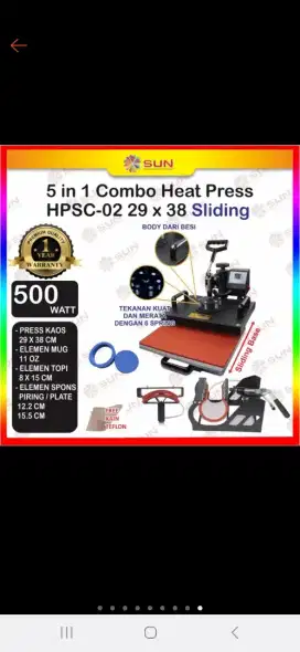 Mesin press kaos/ mug/ topi/ piring