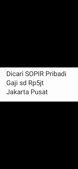 Dicari Sopir Pribadi