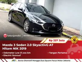 [LOW KM] Mazda 3 Mazda3 Sedan 2.0 SkyactivG Sunroof AT Hitam 2019/2020