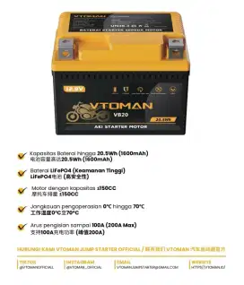 Aki motor Lithium garansi 2 tahun