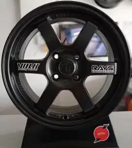Dijual Velg Baru Te37 Black Mate Ring15 Pcd4x100 Lebar 6.5 ET42B.