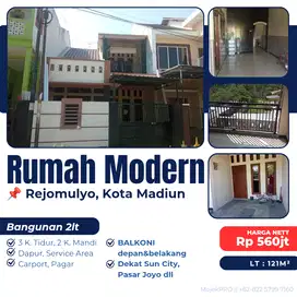 Dijual Rumah 2 lantai Samping Utara SunCity Mall Madiun
