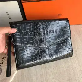 Ted Baker Croc Crocey clutch kulit hitam pouch hand bag tas
