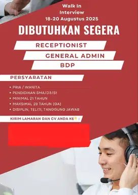 Dibutuhkan segera Staff kantor cab. Bandung