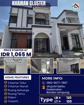 RUMAH MEWAH DUA LANTAI DI KEDAMAIAN BANDAR LAMPUNG