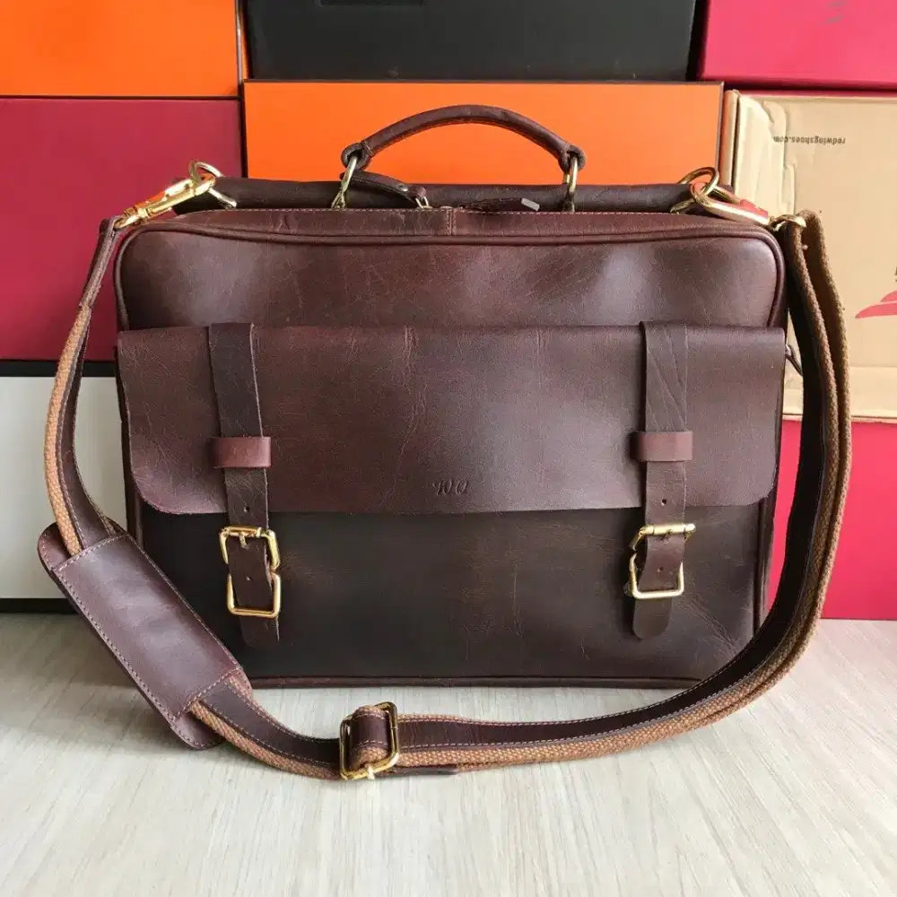 Kalating briefcase laptop mens original pria leather kulit tas