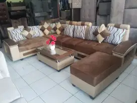 Sofa engkel dua cokelat