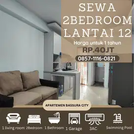 2 kamar sewa lantai 12 furnish 3AC apartemen bassura city