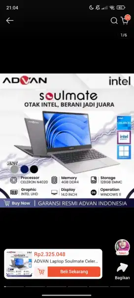 Laptop Advan Soulmate