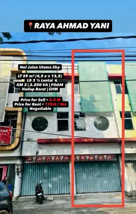 Jual / sewa ruko hdl jln besar jl.A.Yani Surabaya