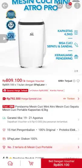 Mesin Cuci Mini Pandaoma AtroPro Bekas