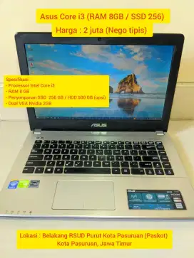 Laptop ASUS Core i3 RAM 8GB / SSD 256 GB - Second istimewa