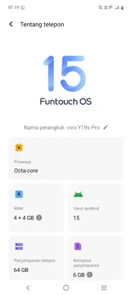 Vivo y19 s pro. Ram 4/64