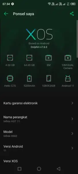 Infinix hot 11 ram 4/64GB