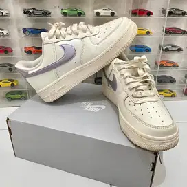 Nike Air Force 1 White Purple Swoosh Asli 38