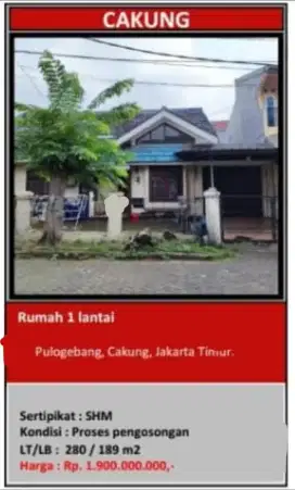 Dijual Rumah Cakung