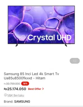 Tv samsung 85inch promo kemerdekaan