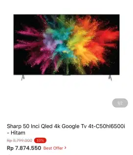 SHARP 50 INCH QLED 4K GOOGLE TV 4T-C50HL6500I