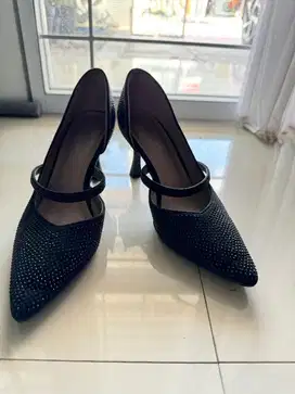 Heels hitam bling bling