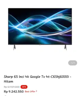 Sharp 65 Inc 4k Google Tv 4t C65HJ6000i - Hitam