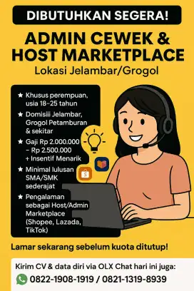lowongan admin onlineshop