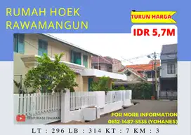 Rumah Rawamangun Hoek Lt 296