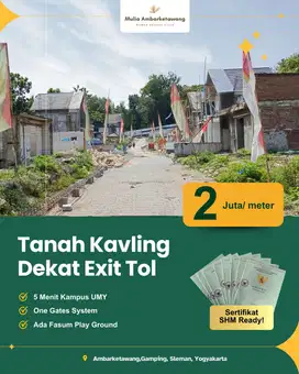 Tanah Kavling Jogja Murah 3 Menit ke Pasar Hewan 8 Menit ke Kampus UMY
