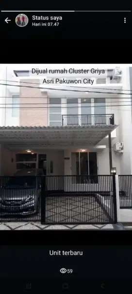RUMAH BARU 2 LANTAI LOKASI GRIYA ASRI PAKUWON CITY, STRATEGIS