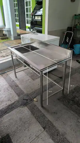 Meja Sink Stainless + Bonus keran