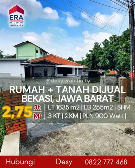 Dijual Rumah dan Tanah di Babelan, Kabupaten Bekasi, Jawa Barat