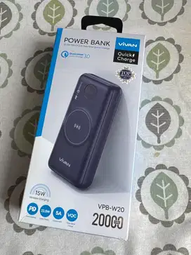 Vivan Wireless Powebank 20000mAh VPB-W20 Output 22.5W Fast Charging