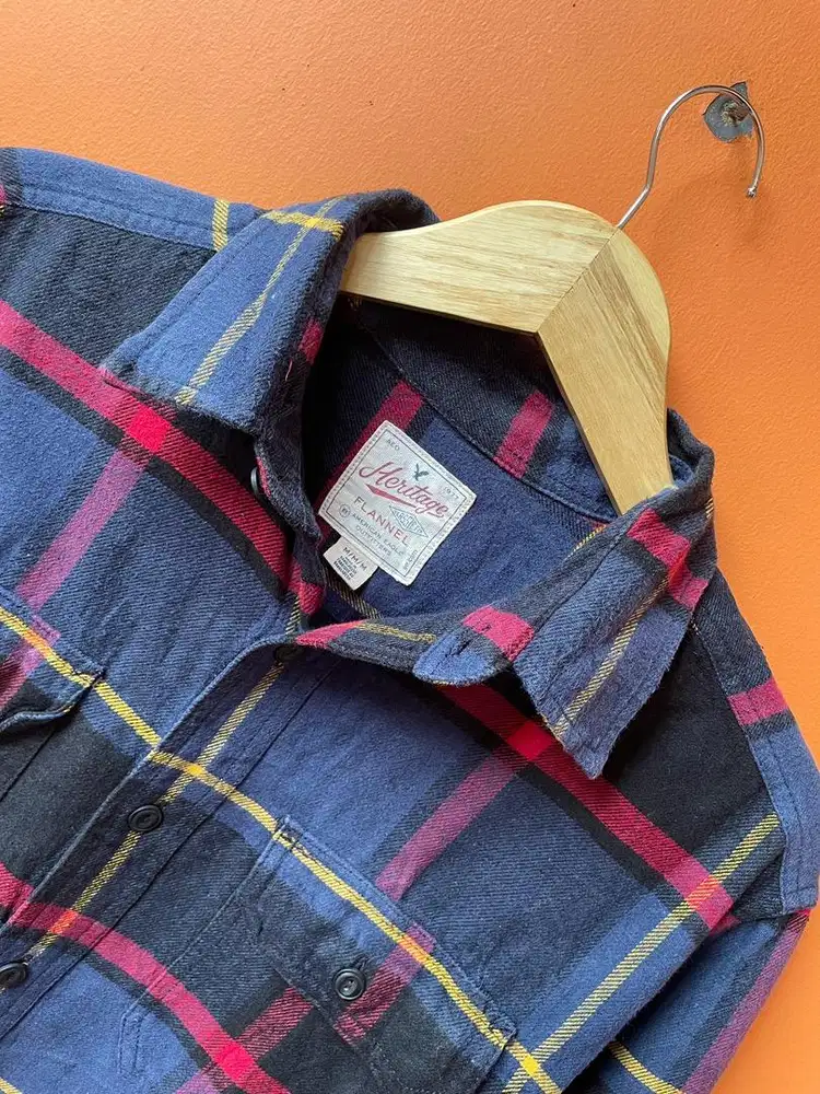 Kemeja American Eagle Heritage Navy Big Square