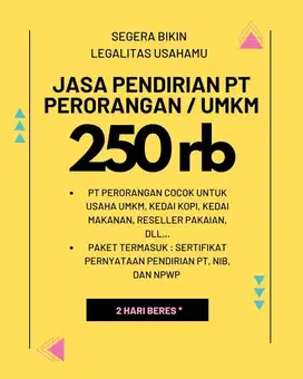 Jasa Pendirian PT Perorangan / PT UMKM