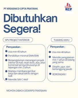 LOKER KONSTRUKSI INTERIOR