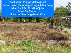 Dijual Cepat Murah Tanah Darat Pinggir Jalan Aspal lebar 6X20mter 40jt