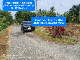Dijual Cepat Murah Tanah Darat PinggirJalan Aspal lebar 6X20mter 40jt